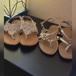 Andiamo Beige and Gold Sandals Set